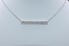 14K Gold Diamond Bar Necklace   Dainty Minimalist Pendant