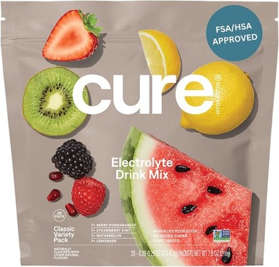 Cure Hydration | Plant-Based Electrolyte Drink Mix | No Added Sugar  FSA-HSA=