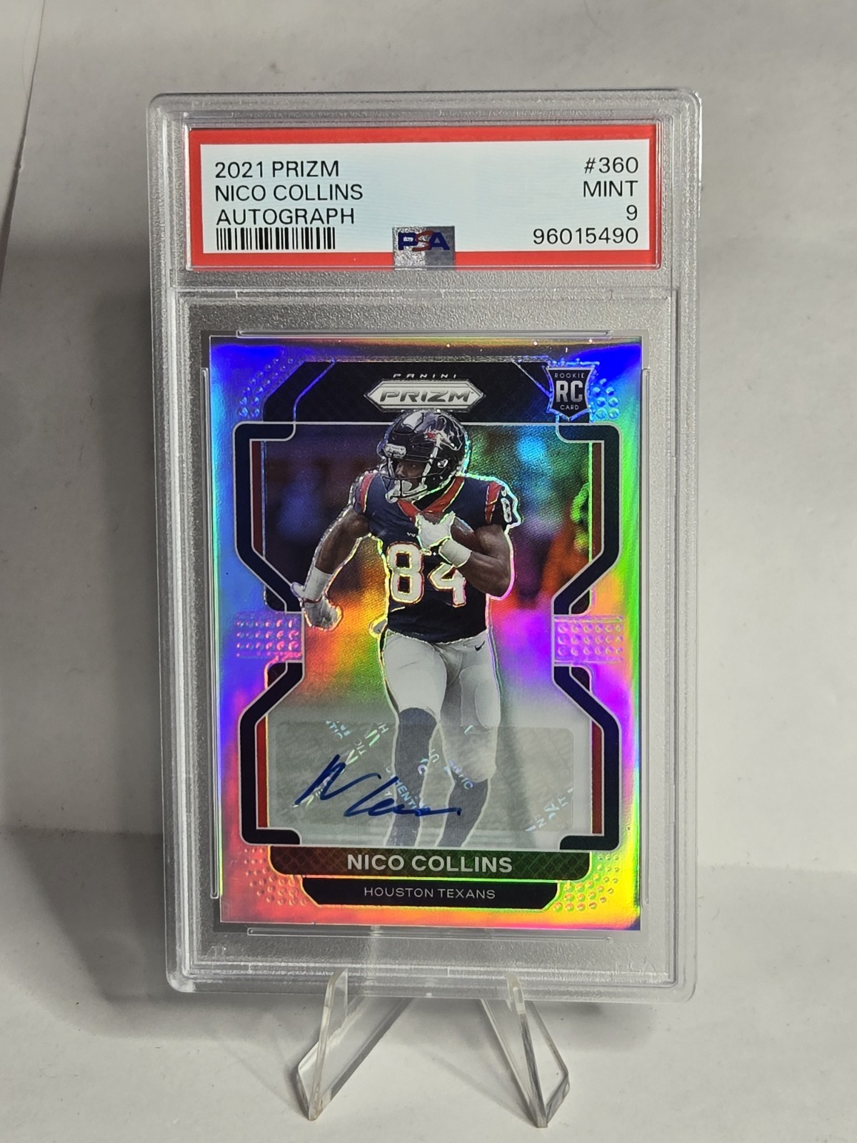 2021 Prizm Nico Collins Silver Auto PSA 9 #360 RC Card Texans Rookie Autographed