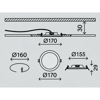 Briloner LED Einbauleuchte Panel Weiß Ø17Cm 12W 1200Lm 4000K IP44 4-Stufen Dimmb
