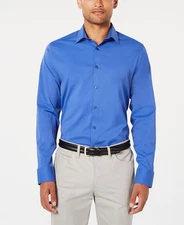 Nwt $134 Ryan Seacrest Distinction Men Fit Blue Long-Sleeve Button Dress Shirt M
