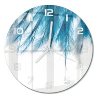 Dekorative Design-Wanduhr Aus GehäRtetem Glas Blaue Federn WeißE Zeiger Fi30 Cm