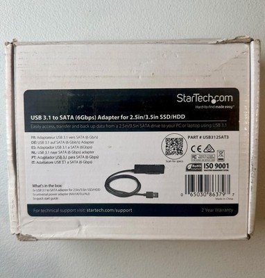 StarTech USB 3.1 to SATA Adapter USB312SAT3 with Power Adapter Open Box