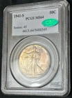 🎖️1941-S Walking Liberty Half Dollar PCGS MS64 AND CAC!! ALBUM TONED!!!🎖️