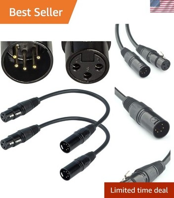 3 Pin XLR Female to 5 Pin XLR Male Adapter Cable for DMX & Audio Control - 30cm