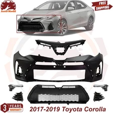 Front Bumper Cover Primed & Grille Assembly For 2017-2019 Toyota Corolla SE XSE