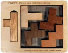 Five Fit Wood Puzzle Small | Brain Teaser for Experts Only