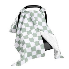 Baby Car Seat Cover, Minky Warm Winter Car Seat Covers for Green Checkered