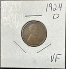 1924-D  LINCOLN CENT  - VF  - KEY DATE