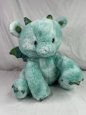 FAO Schwarz Glow Brights Teal Blue Dragon With Lights  Sounds Plush Toy 13" EUC