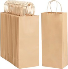 Kraft Paper Wine Bags 5.6"x3.4"x13" 100Pcs Recyclable Bulk Brown Wine Bag Gif...