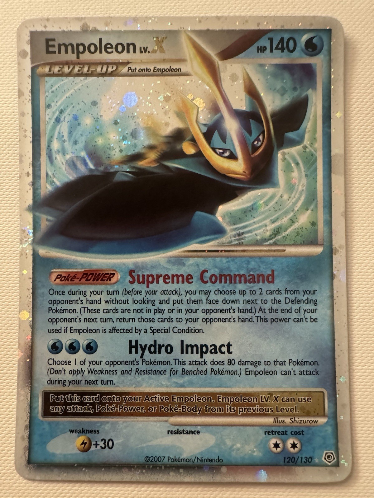 Pokémon TCG Empoleon LV.X SWIRL Holo Rare Card Diamond & Pearl 120/130