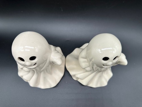 2 Vintage White Ceramic Ghost Figurines Halloween Decor 5.5" - Picture 5 of 9