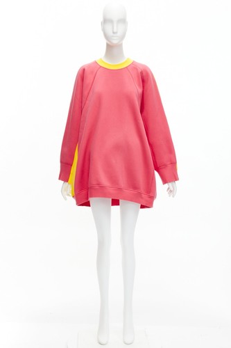 OLD CELINE Phoebe Philo 2018 pink yellow contrast back oversized sweatshirt XS - Picture 9 of 9
