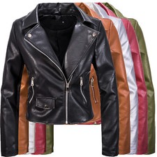 Designer Damen Kunstleder Jacke Bikerjacke Übergangsjacke mit Print D-414 S-XL