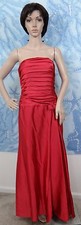 JESSICA MCCLINTOCK red gathered pleat upper bow side strapless gown dress,size 8