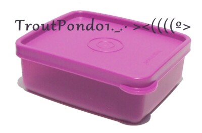 Tupperware Square Away Mini Sandwich Keeper Purple Trinket Box Small New