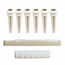 Juego de sillines de puente de hueso para guitarra acústica con tuercas de punto de abulón para pieza de guitarra