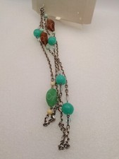Vintage Silver Tone Napier Chain Necklace With Acrylic Beads 36"