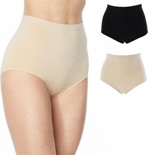 Rhonda Shear 2Pc Moisture-Wicking High-Waist Brief Lt Beige Black M NWOT 926