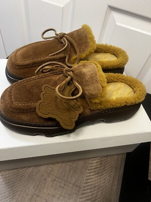 Burberry Tan Suede & Shearling Stony Mules Shoe Men 42 1/2 9  display picture 1
