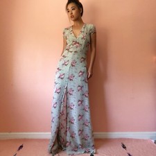 Reformation Pale Green Floral Maxi Dress
