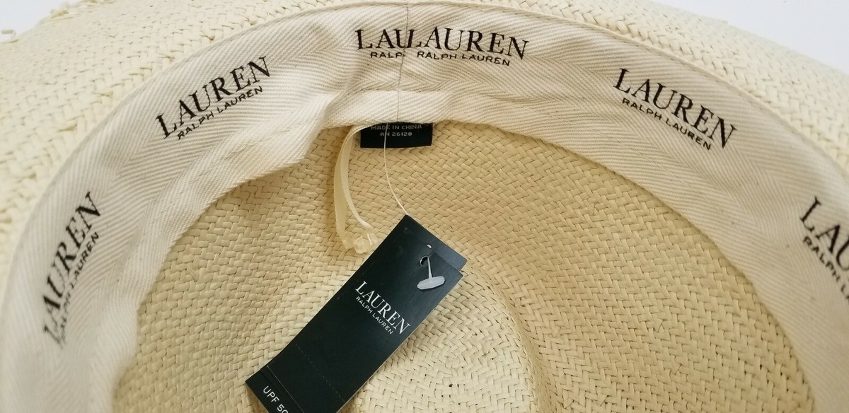 Lauren Ralph Lauren Straw Sunhat Floppy Wide Brim Two-Tone Brand Plaque Size M Ralph Lauren Natural Straw Hat Floppy Beach Wide Brim Sun  main image 2