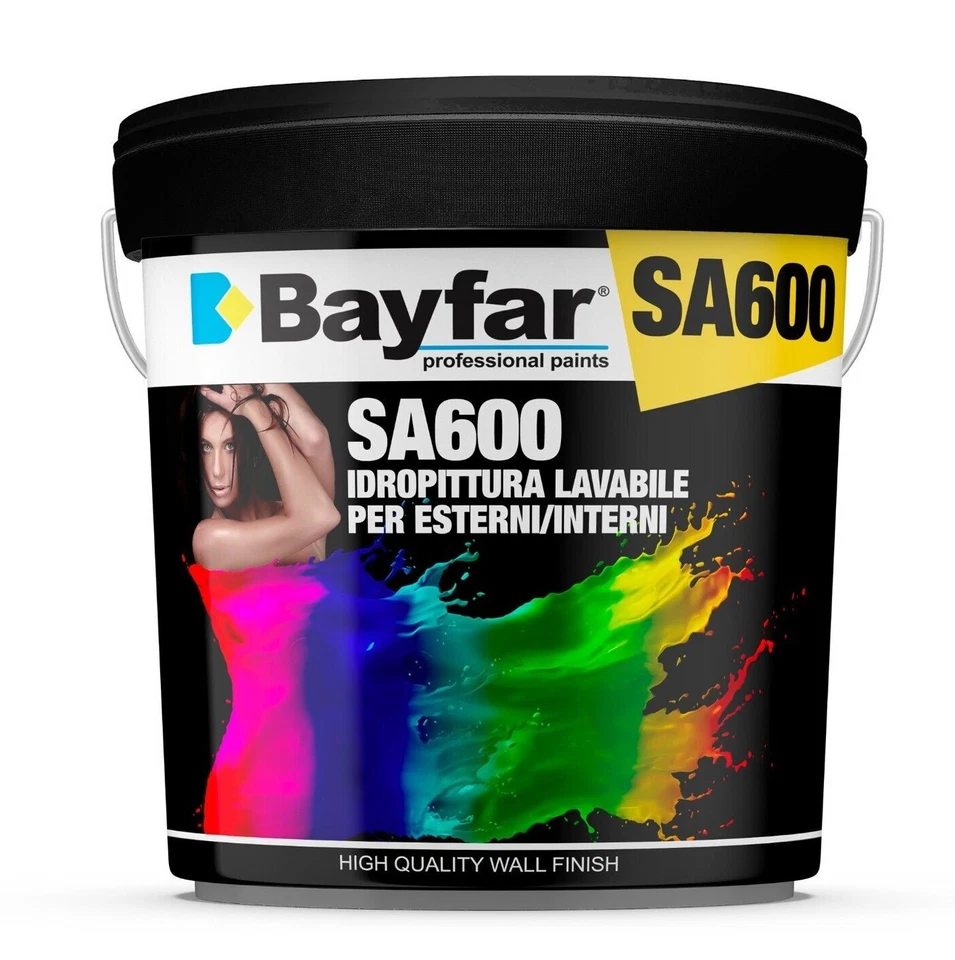 BAYFAR Pittura per interni bianca lavabile 14 Lt idropittura murale coprente 1-2-5-10 L