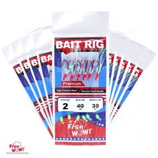 10packs Size 2 Fishing Sabiki Piscatore Red 6Hook Rig Bait Fish Skin Lure #2 New