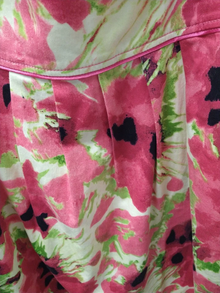 女式 Sharagano 裙 10 花卉打褶喇叭 Bloomcore Cottagecore 30 英寸腰 — 第 3/4 张图片