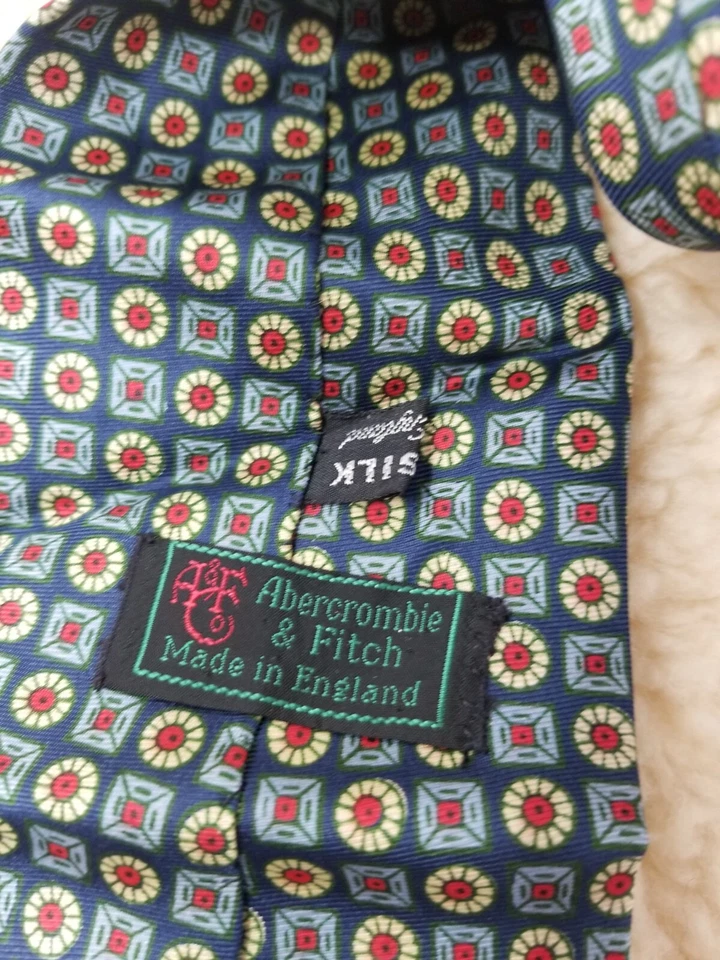 Corbata de seda de colección Abercrombie & Fitch para hombre hecha en Inglaterra patrón azul Foto 4 de 4