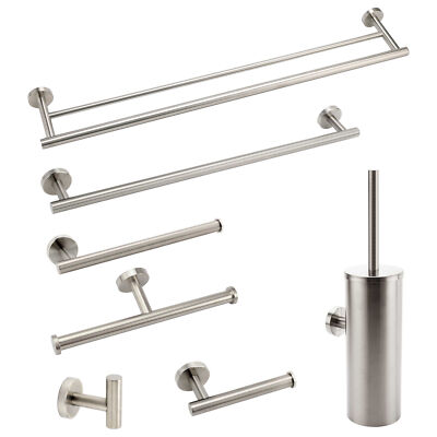Brushed Nickel Single Towel Rail Rack Toilet Paper Roll Holder