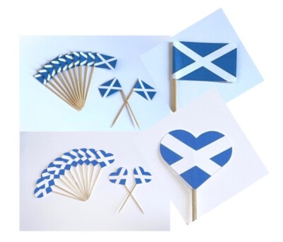 Scottish Cupcake Topper Flaggen & Herzen St Andrews Party Picks Tortendekoration