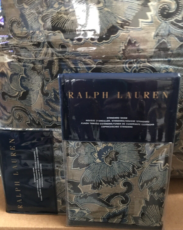 RALPH LAUREN JOURNEYS END RAINEY FLORAL 3pc F/Queen COMFORTER NAVY BNIP