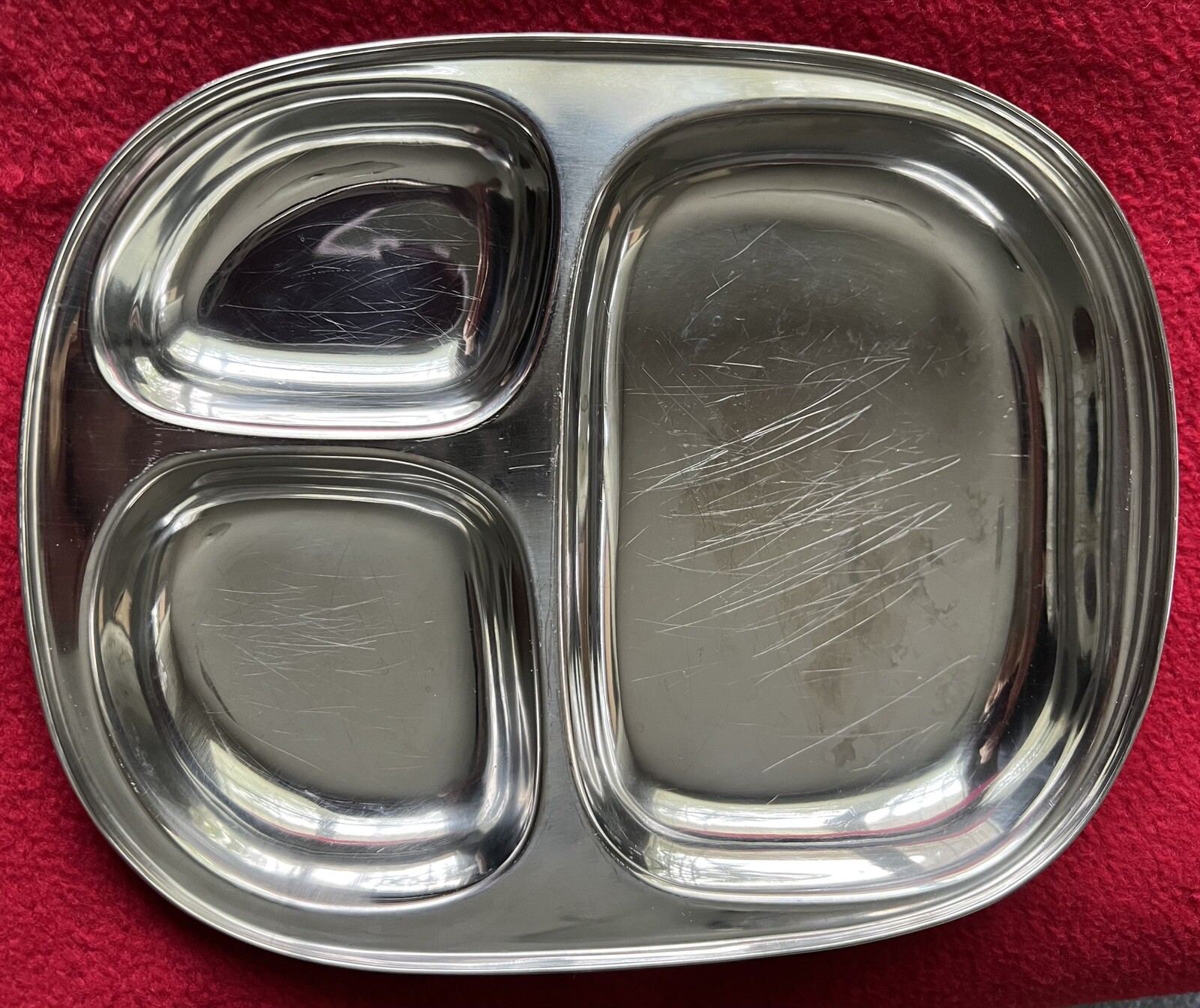 Stainless Steel Divided Lunch Dinner Tray Camping Travel Kid