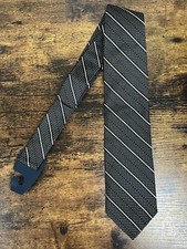 Brooks Brothers White Striped  Dotted Black Tie 100 Silk Men's Necktie 58"
