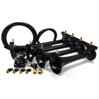 HornBlasters Shocker XL Extra Loud Train Air Horn Kit for Truck - 150 dB Compact