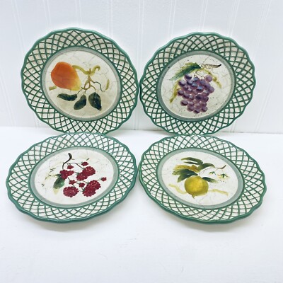 Porcelain Cornucopia Desert Plates Set of 4 Raymond Waites 8 1/2  Vintage