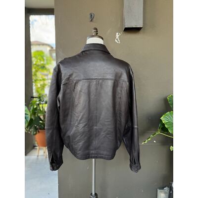 Vintage 90s Y2K Boston Harbour Men's XL Brown Genuine Leather