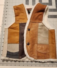 Genuine Leather Youth L Vest Southwest Patchwork Sherpa Snap Button