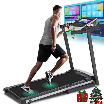  3.25HP Folding Incline Treadmill with 10'' HD TV Touchscreen for Home Gym~