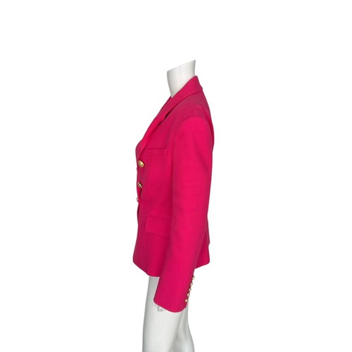 $2,695 Balmain Hot Pink Cotton Pique Double Breasted Blazer Size FR 40/US 8 - Picture 8 of 13