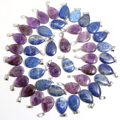 Natural Stone Amethyst Lapis Lazuli Gemstone Healing Pendants Watert Drop Beads