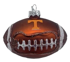 Tennessee Volunteers Blown Glass Football Ornament by The Memory Company-New