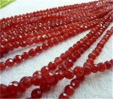 Genuine natural 4mm Faceted Red Jade Round Loose Beads Gemstone 15 inches