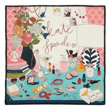 Kate Spade New York Before The Party Dressing Table Scarf 100% Silk 34" X 34"