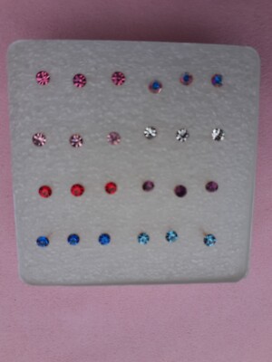 Crystal Sterling Silver Handcrafted Brooches & Pins Sterling Silver L-Shaped Nose Stud With 3mm Crystal Flower - Various Colors Jewellerybox Nose Studs - Foto 11