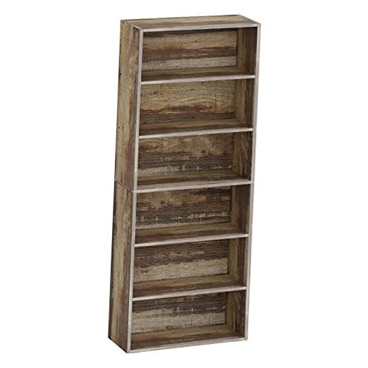 6-Tier Industrial Brown Floor Standing Bookcase - 1 Pack