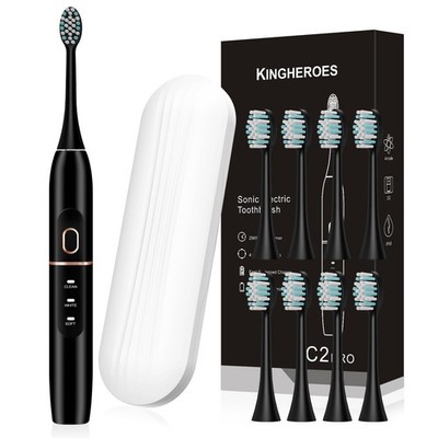 kingheroes Electric Toothbrush Set, Comes with 8 1 Count (Pack of 1), Black