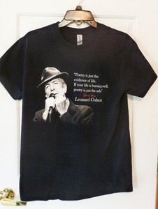 Leonard Cohen Music T Shirt Poetry Quote Sz Medium M Unisex Cotton Black